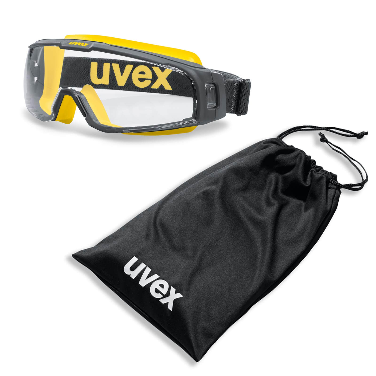 UVEX Vollsichtbrille, Vollsicht-Schutzbrille u-sonic 9308 - im Set mit Beutel Farbe:grau-gelb / klar von Uvex