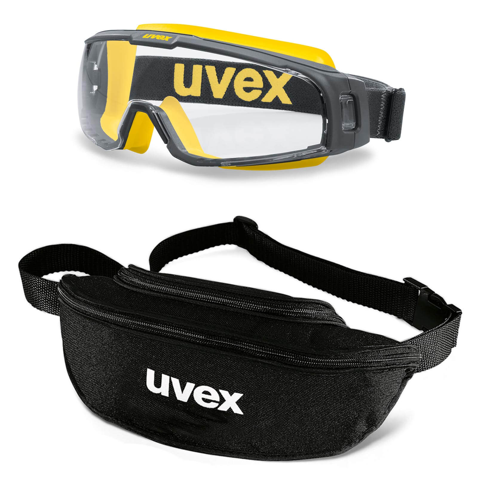 UVEX Vollsichtbrille Vollsicht-Schutzbrille u-sonic 9308 - Set mit Textil-Etui Farbe:grau-gelb / klar von Uvex