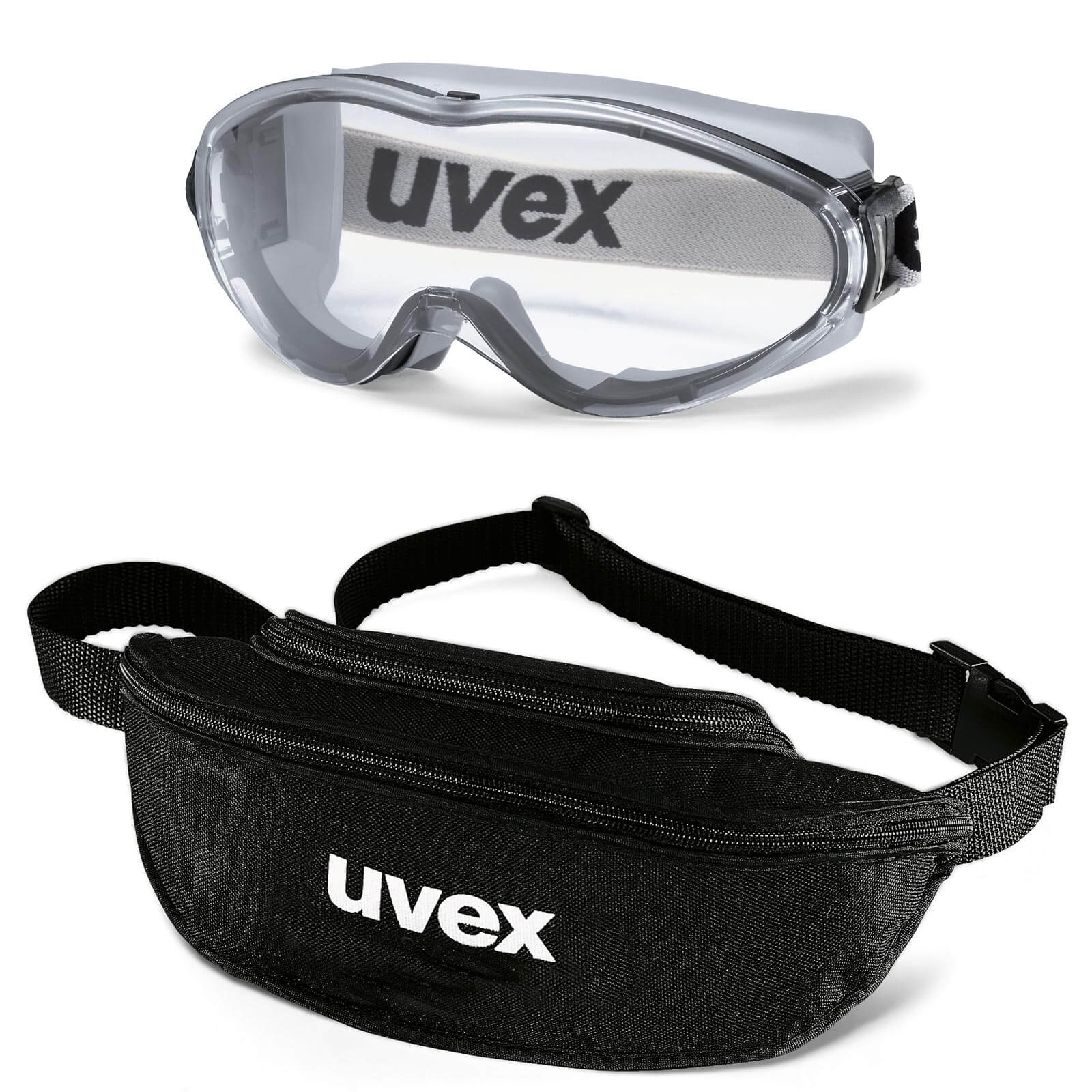 UVEX Vollsichtbrille ultrasonic 9302 - Set inkl. Textil-Etui - 9302285 / 9302245 Farbe:grau-schwarz / klar von Uvex