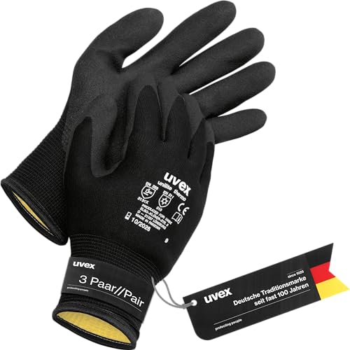 Uvex unilite thermo - Kälteschutzhandschuhe - Winterhandschuhe für trockene Umgebung - warm, gefüttert & lebensmitteleignet - 3 Paar - Schwarz - 11/2XL von Uvex
