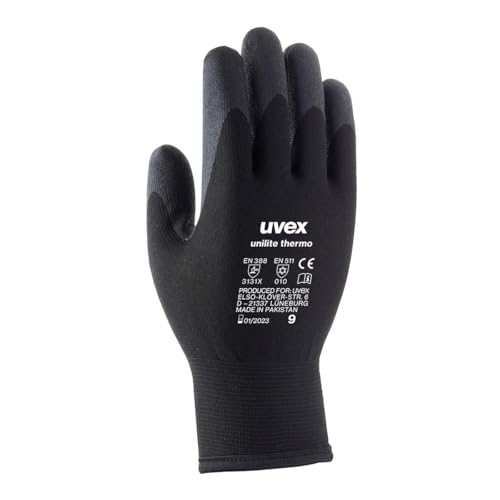 Unilite thermo Arbeitshandschuhe Größe 10 Thermisch Acryl Schwarz 1Paar von uvex