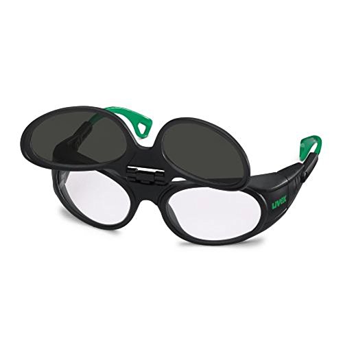 Uvex Bügelbrille, Schweißerbrille 9104 Grau Infra. WS1,7 Flip-Up Unisex Einzigartig, Grün/Schwarz von uvex