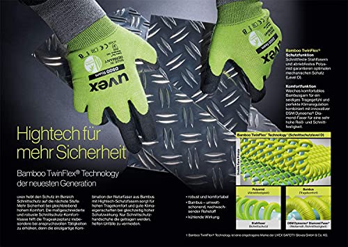 Uvex D500 Foam - Schnittschutzhandschuhe mit Grip-Beschichtung - Gr. 07/S, Lime/Anthrazit von Uvex