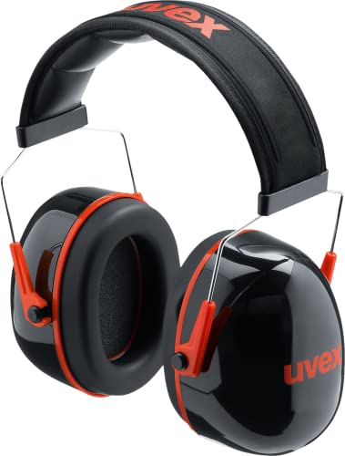 Uvex K3 Kapselgehörschutz mit Längenverstellung für Erwachsene, leicht, gepolstert, SNR 33 dB, Schwarz/Rot von Uvex