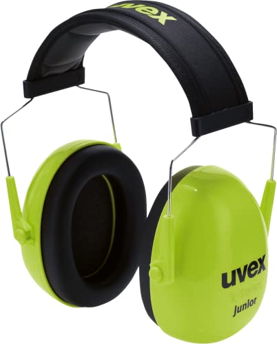 uvex K junior Kapselgehörschutz mit Längenverstellung für Kinder, leicht, gepolstert, SNR 28 dB, Schwarz/Lime von Uvex