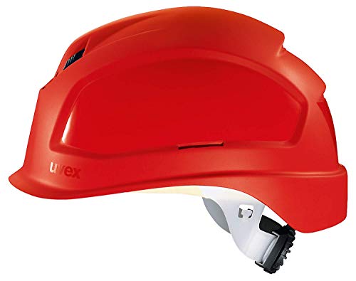 Uvex Pheos B-S-WR Belüfteter Bauhelm mit Drehrad - Kurzer Schirm - Rot von Uvex