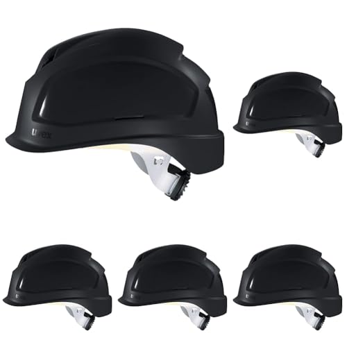 Uvex Pheos B-S-WR Schutzhelm - Belüfteter Arbeitshelm für die Baustelle - Schwarz Schwarz (Packung mit 5) von Uvex