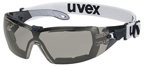 Uvex Pheos Guard Schutzbrille - Außen kratzfest, innen dauerhaft beschlagfrei - mit Kopfband - Getönt/Schwarz-Grau von Uvex