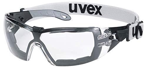 Uvex Pheos Guard Schutzbrille - Außen kratzfest, innen dauerhaft beschlagfrei - mit Kopfband - Transparent/Schwarz-Grau von Uvex