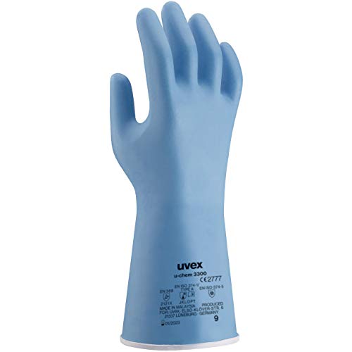 Uvex U-Chem 3100 Chemikalienschutzhandschuhe - 1 Paar Arbeitshandschuhe mit Stulpe 07/S von Uvex