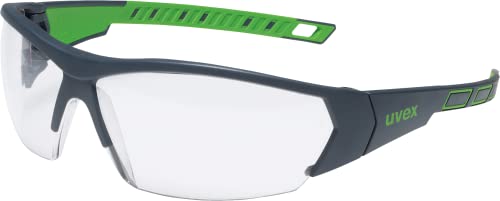 Uvex i-works Schutzbrille, Arbeitsschutzbrille mit supravision excellence Technologie, kratzfest & beschlagfrei, UV400-Schutz, Anthrazit-Grün/Transparent von Uvex