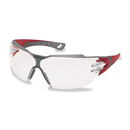 uvex pheos cx2 Schutzbrille - kratzfeste, beschlagfreie Arbeitsbrille - Rot/Grau von Uvex