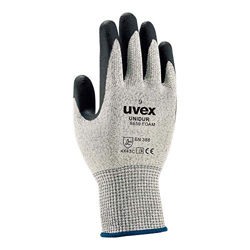 Uvex unidur 6659 foam 6093810 Nitril Arbeitshandschuh Größe (Handschuhe): 10 EN 388 1St, Schwarz-weiß-grau von uvex