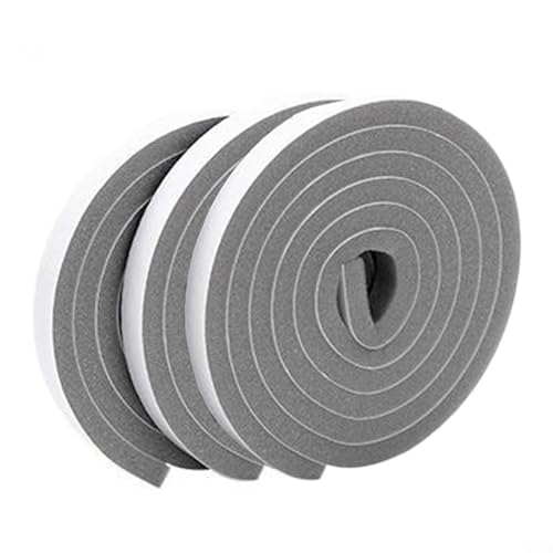 Uwithdanceme Selbstklebender Schaumstoff-Dichtungsstreifen, 3 Rollen, 2 m, staubdichter Schaumstoffstreifen, Zugluftstopper für Zuhause oder Büro, an Fenstern und Türen (1 x 1,5 x 200 cm) von Uwithdanceme