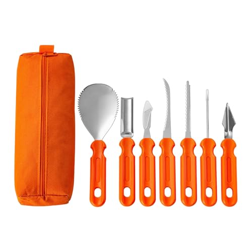 UxicRuya Halloween Kürbis Schnitzset, Mehrzweck Schnitzwerkzeuge mit Tragbarer Tasche, Lebensmittelwerkzeuge für Die Kürbisherstellung, 7 Stück UxicRuya Halloween Kürbis Schnitzset, Mehrzweck Schnitzwerkzeuge mit Tragbarer Tasche, Lebensmittelwerkzeuge für Die Kürbisherstellung, 7 Stück von UxicRuya