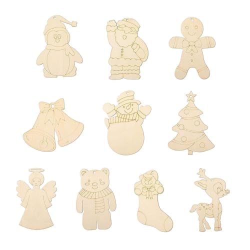 UxicRuya Set mit 10 Unbehandelten Holzscheiben Zum Bemalen mit Seilen, Hölzerne Bastelformen für Christbaumschmuck Und Tafelaufsätze von UxicRuya