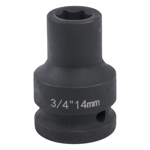 Uxney 14mm Sechskant Steckschlüsselein ，3/4 Zoll 6-Punkte Standard Schlagschrauber Nuss aus Chrommolybdän-Legierungsstahl, Metrik von Uxney