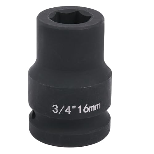 Uxney 16mm Sechskant Steckschlüsselein ，3/4 Zoll 6-Punkte Standard Schlagschrauber Nuss aus Chrommolybdän-Legierungsstahl, Metrik von Uxney