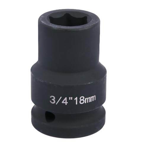 Uxney 18mm Sechskant Steckschlüsselein ,3/4 Zoll 6-Punkte Standard Schlagschrauber Nuss aus Chrommolybdän-Legierungsstahl, Metrik Uxney 18mm Sechskant Steckschlüsselein ,3/4 Zoll 6-Punkte Standard Schlagschrauber Nuss aus Chrommolybdän-Legierungsstahl, Metrik von Uxney
