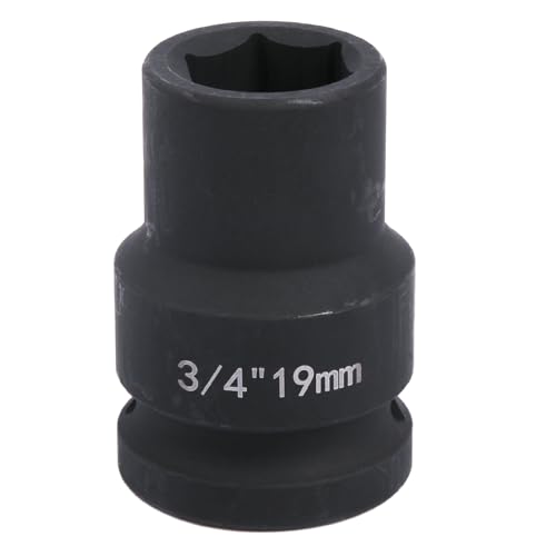 Uxney 19mm Sechskant Steckschlüsselein ，3/4 Zoll 6-Punkte Standard Schlagschrauber Nuss aus Chrommolybdän-Legierungsstahl, Metrik von Uxney