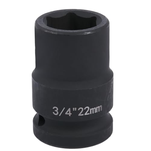 Uxney 22mm Sechskant Steckschlüsselein ，3/4 Zoll 6-Punkte Standard Schlagschrauber Nuss aus Chrommolybdän-Legierungsstahl, Metrik von Uxney