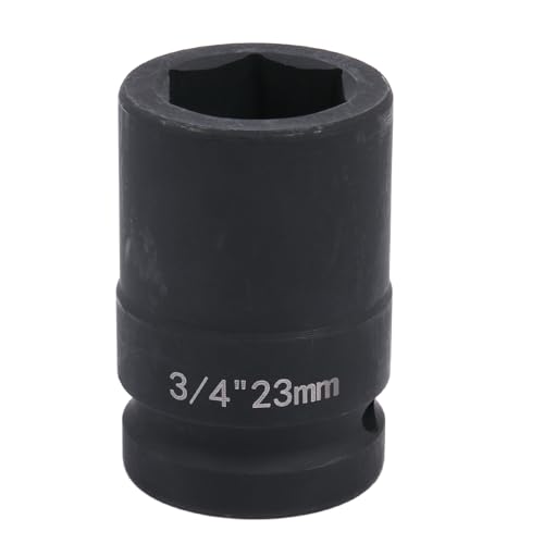 Uxney 23mm Sechskant Steckschlüsselein ，3/4 Zoll 6-Punkte Standard Schlagschrauber Nuss aus Chrommolybdän-Legierungsstahl, Metrik von Uxney