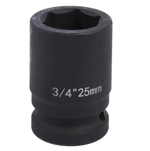 Uxney 25mm Sechskant Steckschlüsselein ,3/4 Zoll 6-Punkte Standard Schlagschrauber Nuss aus Chrommolybdän-Legierungsstahl, Metrik Uxney 25mm Sechskant Steckschlüsselein ,3/4 Zoll 6-Punkte Standard Schlagschrauber Nuss aus Chrommolybdän-Legierungsstahl, Metrik von Uxney