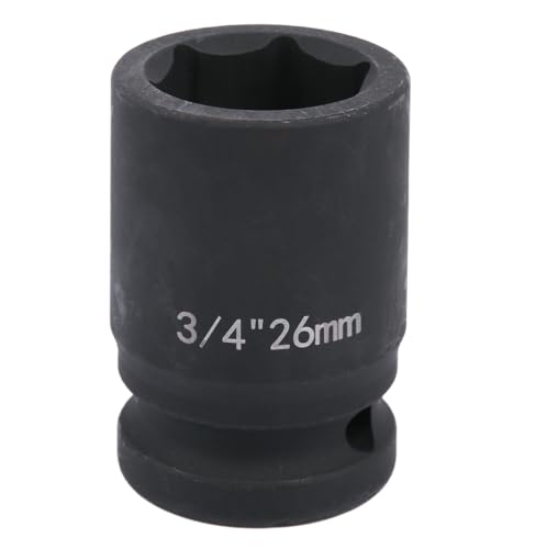 Uxney 26mm Sechskant Steckschlüsselein ,3/4 Zoll 6-Punkte Standard Schlagschrauber Nuss aus Chrommolybdän-Legierungsstahl, Metrik Uxney 26mm Sechskant Steckschlüsselein ,3/4 Zoll 6-Punkte Standard Schlagschrauber Nuss aus Chrommolybdän-Legierungsstahl, Metrik von Uxney