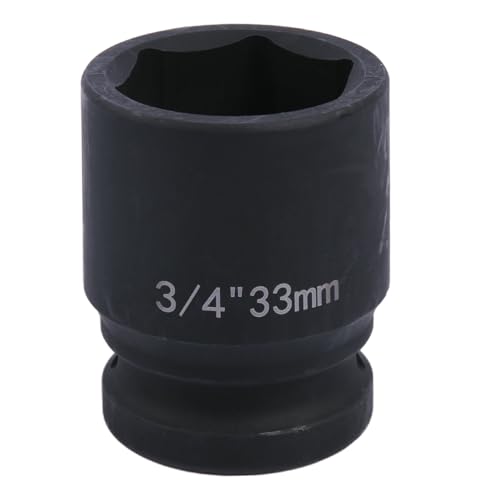 Uxney 33mm Sechskant Steckschlüsselein ，3/4 Zoll 6-Punkte Standard Schlagschrauber Nuss aus Chrommolybdän-Legierungsstahl, Metrik von Uxney