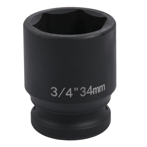 Uxney 34mm Sechskant Steckschlüsselein ,3/4 Zoll 6-Punkte Standard Schlagschrauber Nuss aus Chrommolybdän-Legierungsstahl, Metrik Uxney 34mm Sechskant Steckschlüsselein ,3/4 Zoll 6-Punkte Standard Schlagschrauber Nuss aus Chrommolybdän-Legierungsstahl, Metrik von Uxney
