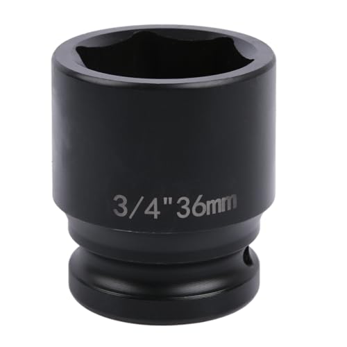 Uxney 36mm Sechskant Steckschlüsselein ，3/4 Zoll 6-Punkte Standard Schlagschrauber Nuss aus Chrommolybdän-Legierungsstahl, Metrik von Uxney