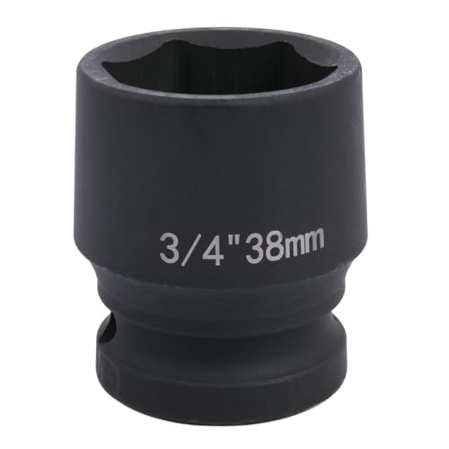 Uxney 38mm Sechskant Steckschlüsselein ，3/4 Zoll 6-Punkte Standard Schlagschrauber Nuss aus Chrommolybdän-Legierungsstahl, Metrik von Uxney