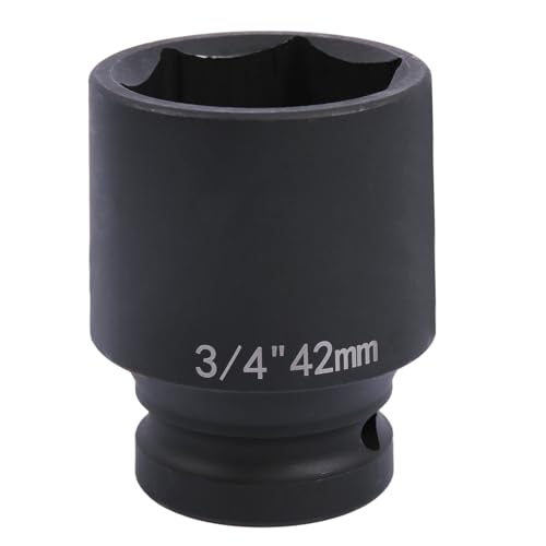 Uxney 42mm Sechskant Steckschlüsselein ，3/4 Zoll 6-Punkte Standard Schlagschrauber Nuss aus Chrommolybdän-Legierungsstahl, Metrik von Uxney