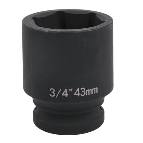 Uxney 43mm Sechskant Steckschlüsselein ,3/4 Zoll 6-Punkte Standard Schlagschrauber Nuss aus Chrommolybdän-Legierungsstahl, Metrik Uxney 43mm Sechskant Steckschlüsselein ,3/4 Zoll 6-Punkte Standard Schlagschrauber Nuss aus Chrommolybdän-Legierungsstahl, Metrik von Uxney