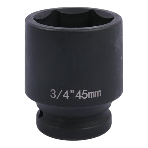 Uxney 45mm Sechskant Steckschlüsselein ，3/4 Zoll 6-Punkte Standard Schlagschrauber Nuss aus Chrommolybdän-Legierungsstahl, Metrik von Uxney