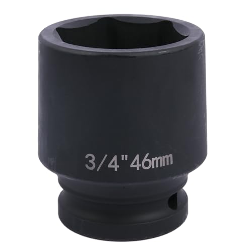 Uxney 46mm Sechskant Steckschlüsselein ，3/4 Zoll 6-Punkte Standard Schlagschrauber Nuss aus Chrommolybdän-Legierungsstahl, Metrik von Uxney