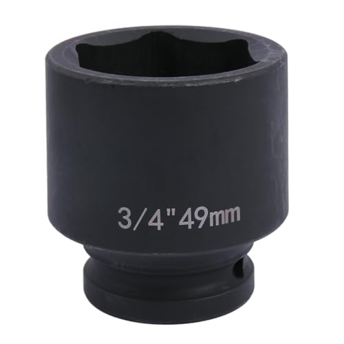 Uxney 49mm Sechskant Steckschlüsselein ，3/4 Zoll 6-Punkte Standard Schlagschrauber Nuss aus Chrommolybdän-Legierungsstahl, Metrik von Uxney