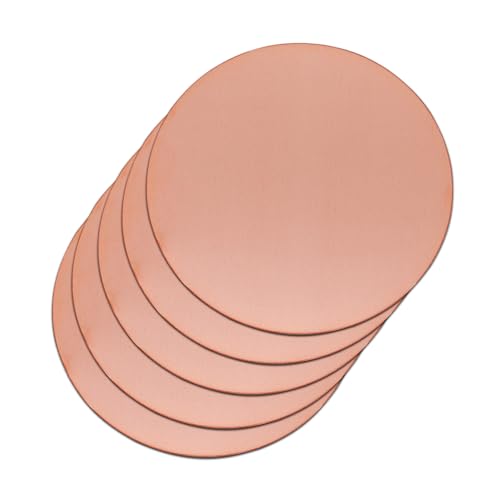 Uxney Runde Kupferplatte, 100mm Durchmesser 0,5 mm Dicke Kupfermetallblech für Handwerk, DIY, Schmuck, Elektrik, Reparatur, Industrie (5 Pcs) von Uxney