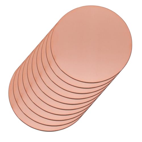 Uxney Runde Kupferplatte, 60mm Durchmesser 0,5 mm Dicke Kupfermetallblech für Handwerk, DIY, Schmuck, Elektrik, Reparatur, Industrie (10 Pcs) von Uxney