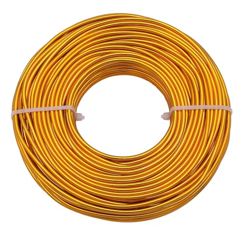Uxney Schmuckdraht,3mm Dicke Aluminium Basteldraht, Schmuckherstellungsdraht, Metalldraht für Bastelarbeiten, Aluminiumdraht, Draht, DIY, Metallhandwerk, Kunstdrähte (Golden, 30Meter) von Uxney