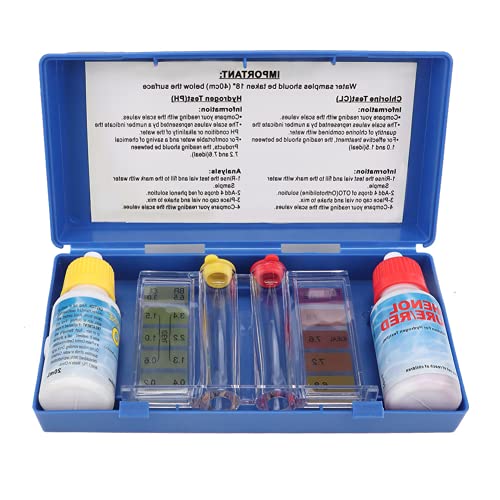 Uxsiya PH-Testbox, praktisches Pool-Chlortest-Kit aus Kunststoff für Schwimmbäder für Personen zur Wasserqualitätsprüfung von Uxsiya