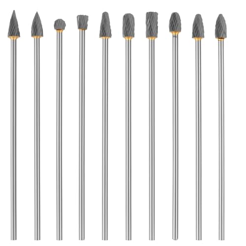 Uxsjakjsd 10pcs Long Carbid Burr Set 1/8 "Schaft, Abrieb Doppelseitig Schneiddatei Raspe -Ansatz für Holzmetallschleife von Uxsjakjsd