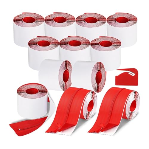 Uxsjakjsd 12 Rolls Selbstklebende Reißverschlusstüren für Staubbarrieren - Größe 7ft X 3, für Planen und Baustellen von Uxsjakjsd