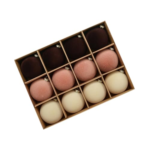 Uxsjakjsd 12 Stück Weihnachtsschmuck Aus Samt, Beflockter Kunststoff, Bruchsicher, Weihnachtskugel, Weihnachtsfeier, Hängedekoration C von Uxsjakjsd