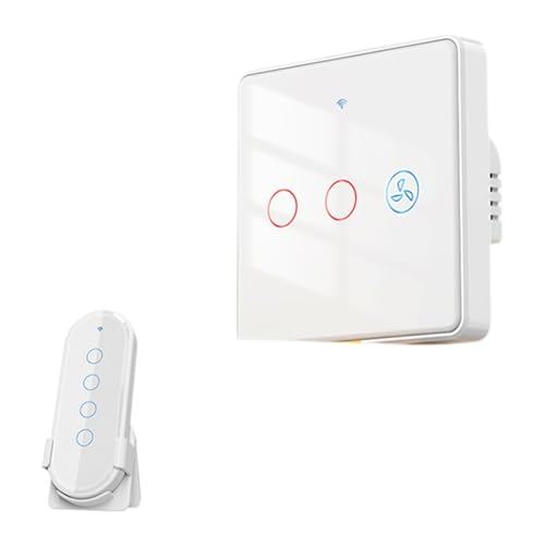 Uxsjakjsd 2-Wege-Wall-Touch-Switch-Lüfter Leichter Smart Switch RF433 Fernbedienung Tuya Smart App Voice Timing A von Uxsjakjsd