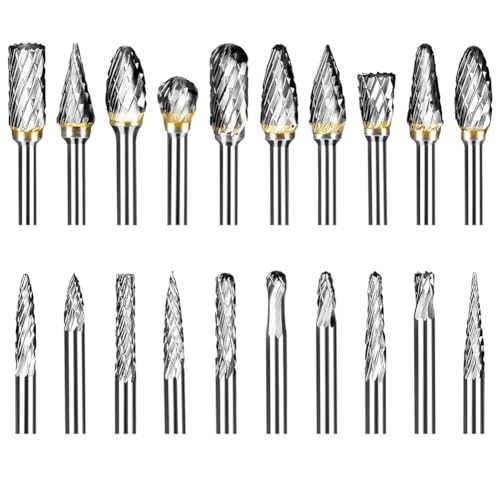 Uxsjakjsd 20-Teiliges Hartmetall-Frässtift-Set mit 1/8-Schaft, Wolframkarbid-Schleifbits zum Schleifen Von Bits, Holzschnitzerei, Schneiden, Bohren Uxsjakjsd 20-Teiliges Hartmetall-Frässtift-Set mit 1/8-Schaft, Wolframkarbid-Schleifbits zum Schleifen Von Bits, Holzschnitzerei, Schneiden, Bohren von Uxsjakjsd