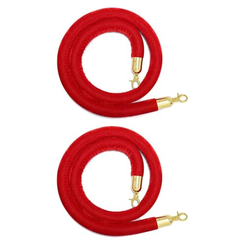 Uxsjakjsd 2er-Pack Absperrseile Aus Samt mit Goldenen Haken, Absperrseil Zur Kontrolle Von Menschenmengen, Sicherheitsbarriere, Dekoration für, 1,5 M, Rot von Uxsjakjsd