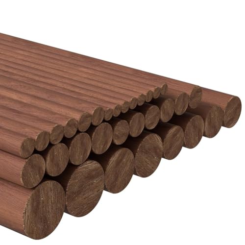 Uxsjakjsd 32 Stück 7 Größen Walnuss Holzdübelstangen 6 Holzdübelstangen Stäbe 4/6/8/10/12/15/18 mm Holzstäbe von Uxsjakjsd