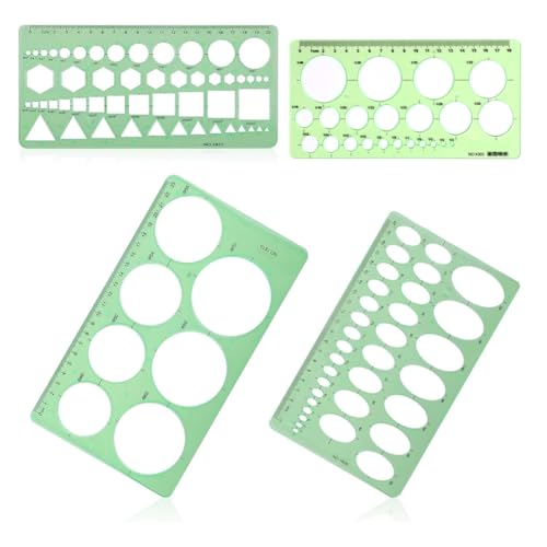 Uxsjakjsd 4-Teiliges Kreisschablonen-Set zum Zeichnen und Konstruieren, Geometrische Kreis- und Ovalschablonen, Formschablone Lineal Messwerkzeug Uxsjakjsd 4-Teiliges Kreisschablonen-Set zum Zeichnen und Konstruieren, Geometrische Kreis- und Ovalschablonen, Formschablone Lineal Messwerkzeug von Uxsjakjsd