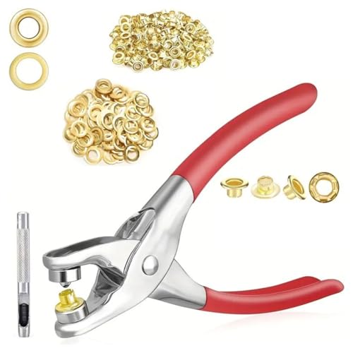 Uxsjakjsd 6-mm-Ösenzangen-Set, Ösenlochzangen-Set mit 100 Metallösen, Ösen-Werkzeugset für Ledertücher Uxsjakjsd 6-mm-Ösenzangen-Set, Ösenlochzangen-Set mit 100 Metallösen, Ösen-Werkzeugset für Ledertücher von Uxsjakjsd